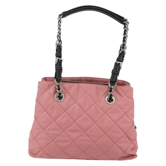 PRADA Quilted Chain Tote Bag Nylon Pink Silver - Picture 2 of 15